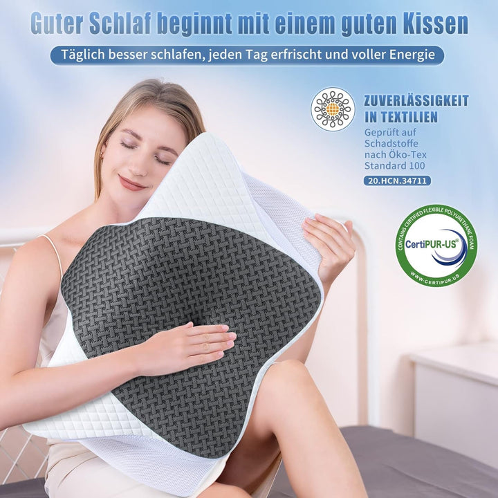 SAHEYER pernă pentru gât, pernă din spumă de memorie pernă laterală pentru dormit Pernă ergonomică ortopedică pentru susținerea gâtului Îmbunătățirea calității somnului Pernă pentru gât, 60 X 35,5 X 10/13CM Pernă de dormit cu față de pernă