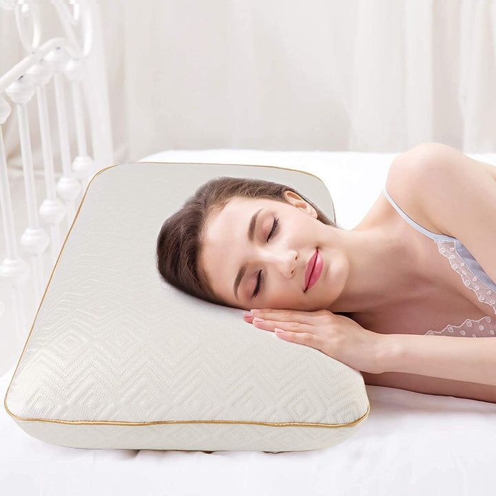 Fityou Pernă din spumă de memorie, pernă de sprijin pentru gât, pernă ergonomică de dormit, pernă de răcire, design cu două fețe, capac de pernă lavabil (67.5X40X13Cm)