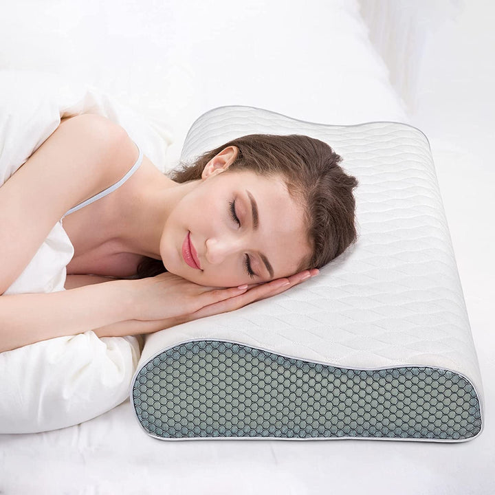 Fityou Pernă din spumă de memorie, pernă de sprijin pentru gât, pernă ergonomică de dormit, pernă de răcire, design cu două fețe, capac de pernă lavabil (67.5X40X13Cm)