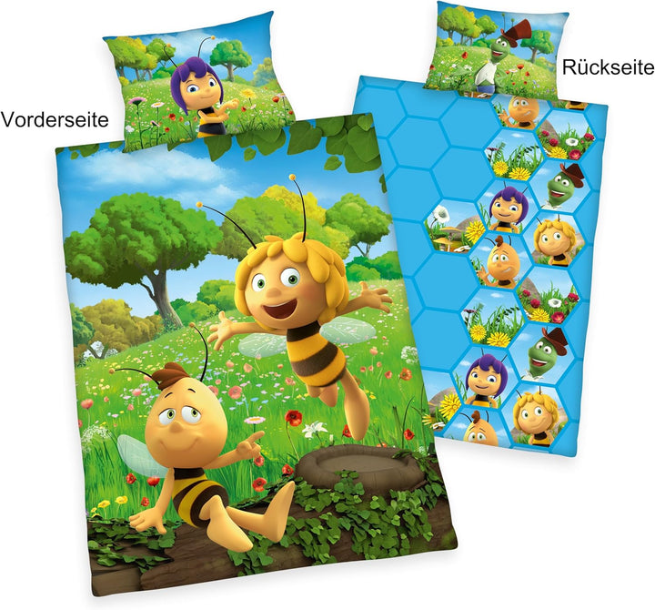 Herding BIENE MAJA Kleinkinder-Bettwäsche-Set, Wendemotiv, Bettbezug 100 X 135 Cm, Kopfkissenbezug 40 X 60 Cm, Baumwolle/Renforcé