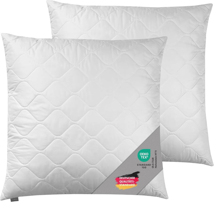 Traumnacht Cozy - Set de 2 perne cu husă din microfibră moale, pernă certificată Oeko-Tex cu fermoar, 80X80 cm, produsă în conformitate cu standardul de calitate german