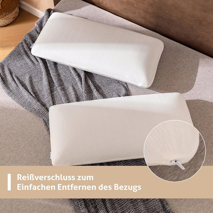 EGO HOME Pillow Memory Foam Soft Ergonomic Pillow For Back Sleeper Side Sleeper Neck Support Pillow With Breathable And Washable Cover, Oeko-Tex Certified, Neck Pillow 75X35Cm
