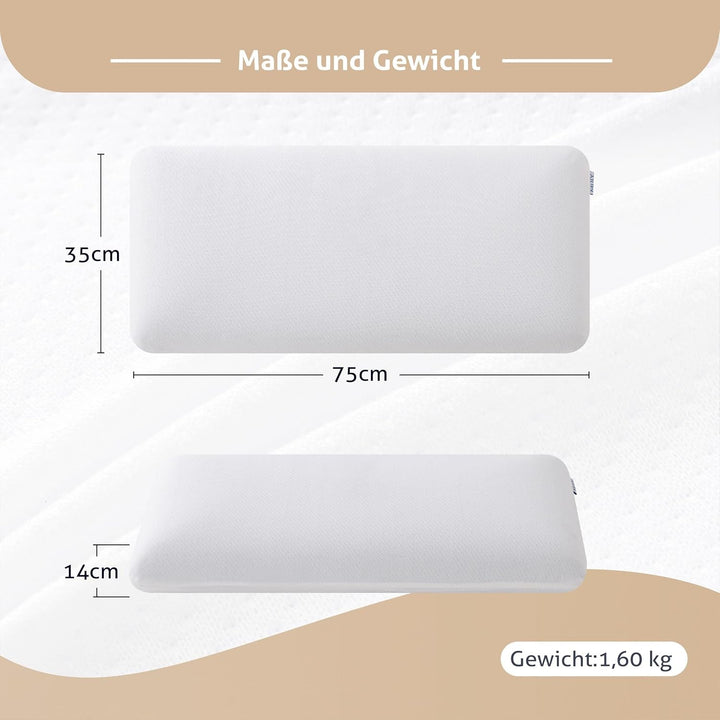 EGO HOME Pillow Memory Foam Soft Ergonomic Pillow For Back Sleeper Side Sleeper Neck Support Pillow With Breathable And Washable Cover, Oeko-Tex Certified, Neck Pillow 75X35Cm