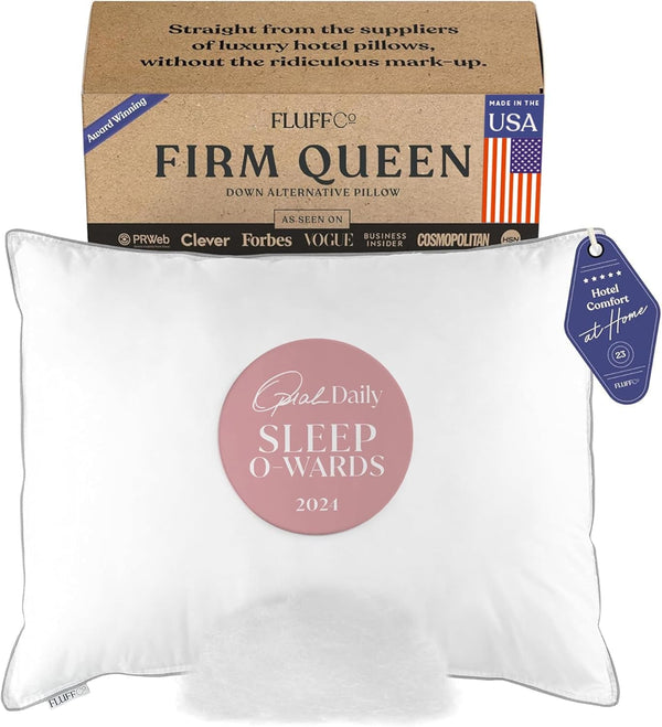Fluffco Down Alternative Pillow Standard Pillow For Sleeping Queen Pillow Bed Pillow Side Sleeper Pillow Cooling Pillow Hotel Pillow Neck Pillow Travel Pillow (Standard Firm)